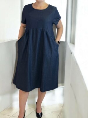 Chic denim φόρεμα σε κλος γραμμή