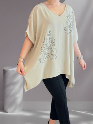 Floral strass μπλούζα με μύτες