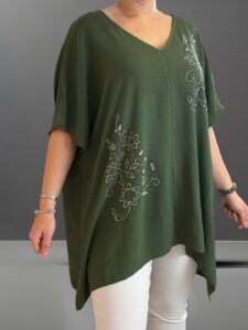 Floral strass μπλούζα με μύτες