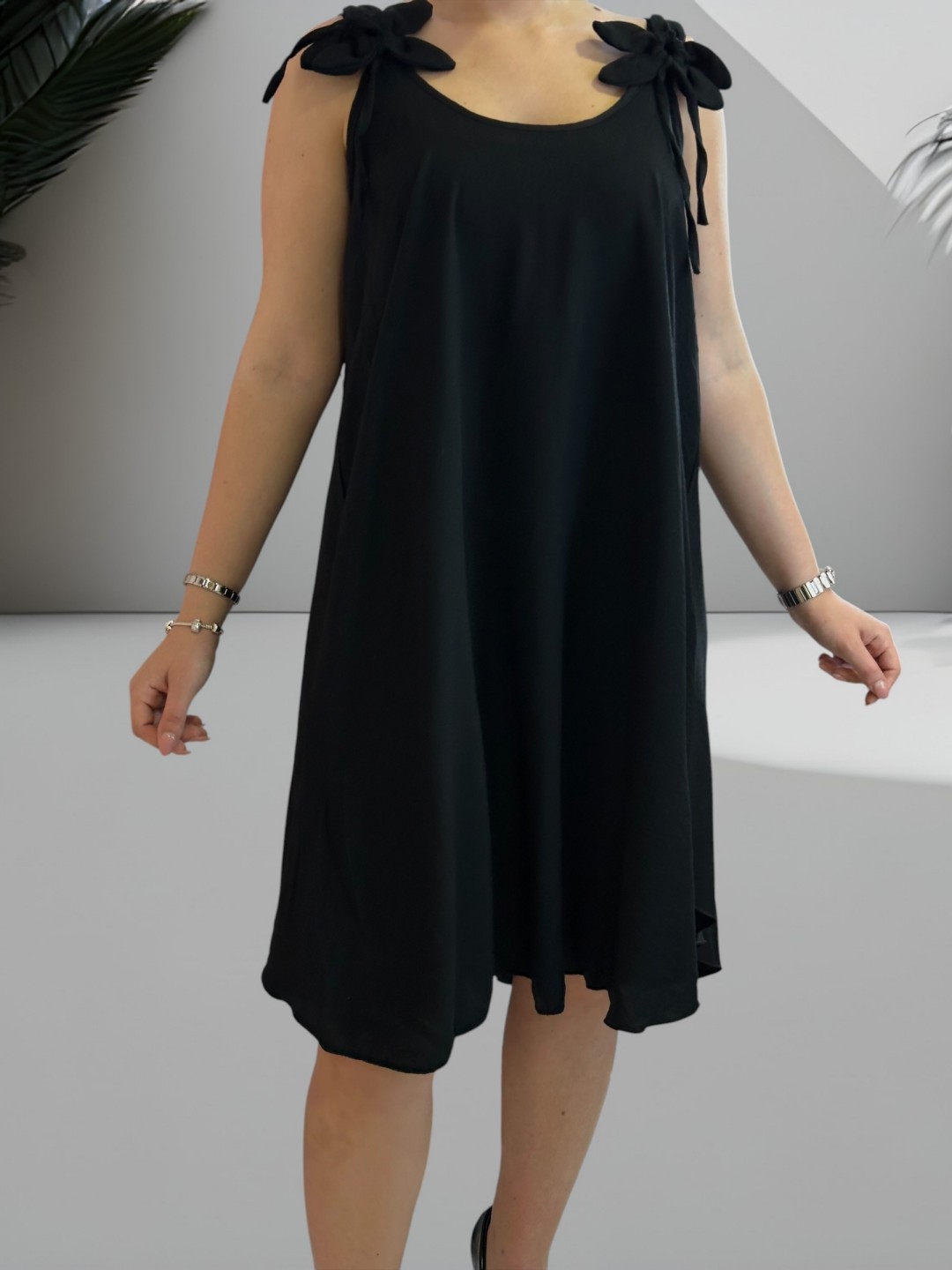 Fashion φόρεμα με λουλουδάτα μανίκια