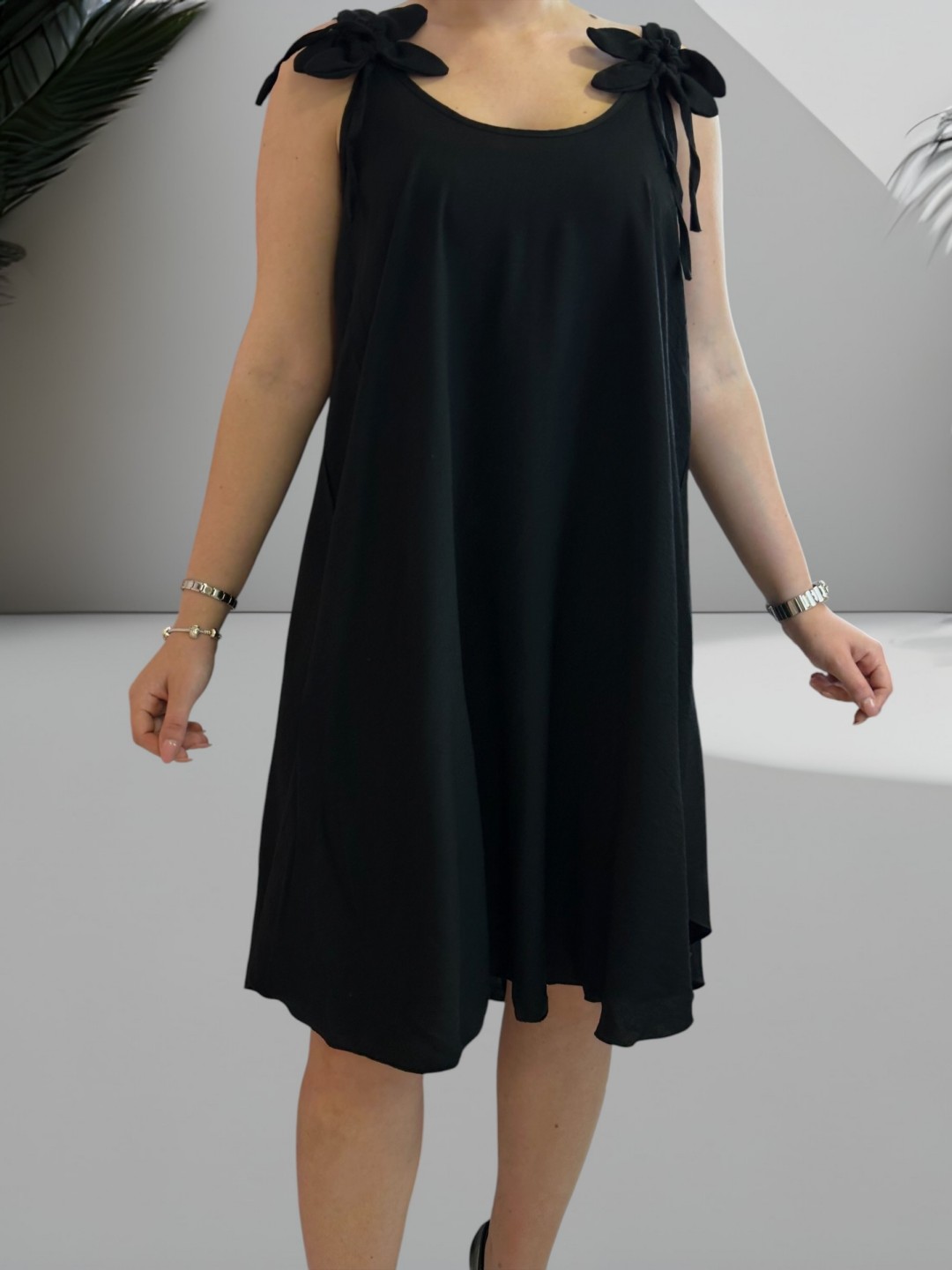 Fashion φόρεμα με λουλουδάτα μανίκια