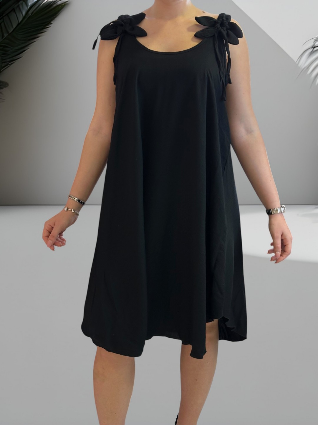 Fashion φόρεμα με λουλουδάτα μανίκια