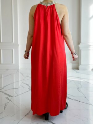 Chic red maxi φόρεμα