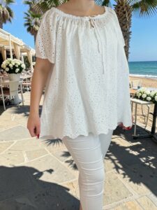 Κομψή Plus Size μπλούζα με κιπούρ σχέδιο
