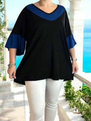 Blue detail blouse με θηλυκό ύφος