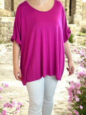 Κομψή μπλούζα βισκόζη με κυματιστό μανίκι
