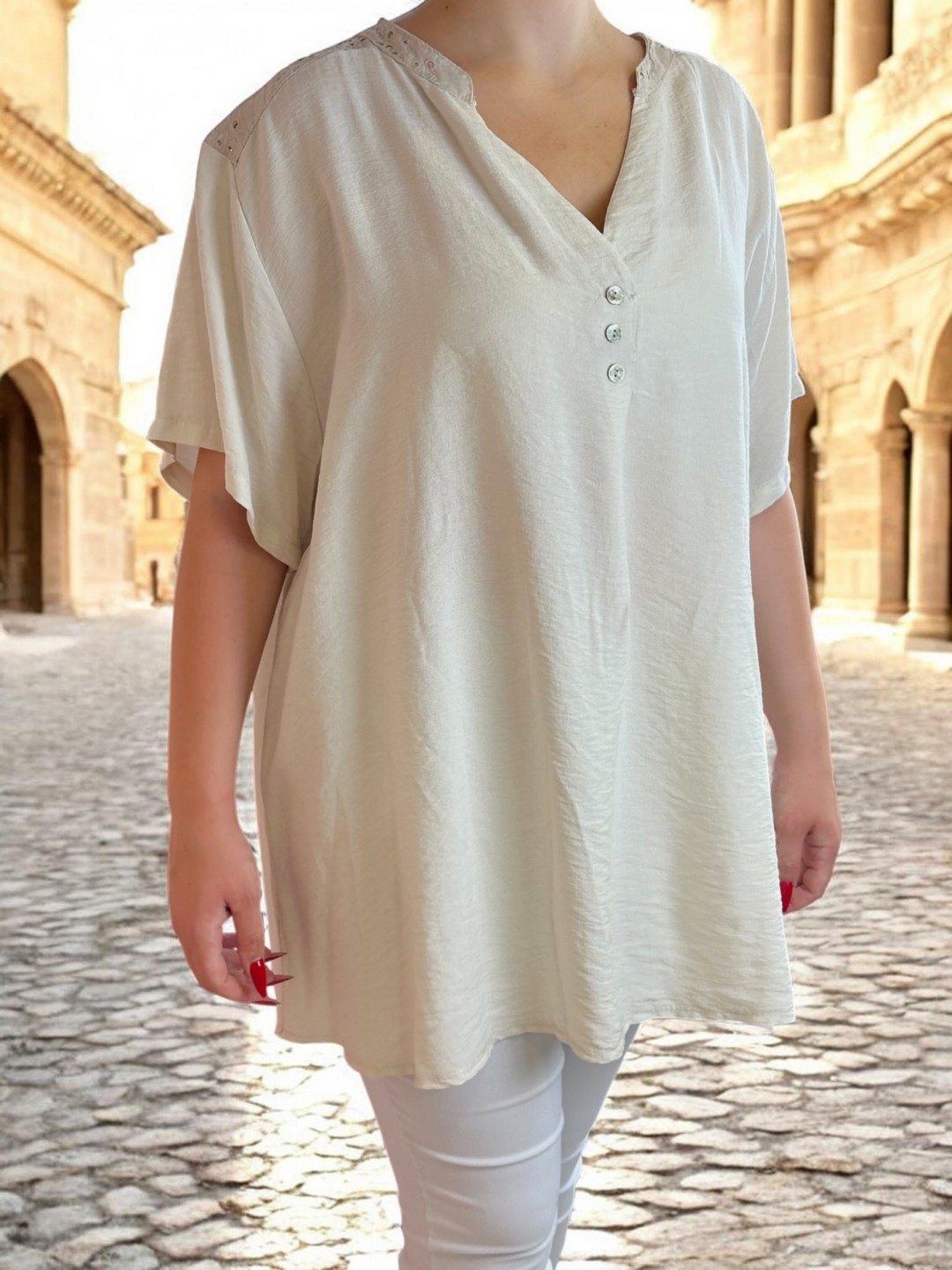 Lace sleeve μπλούζα