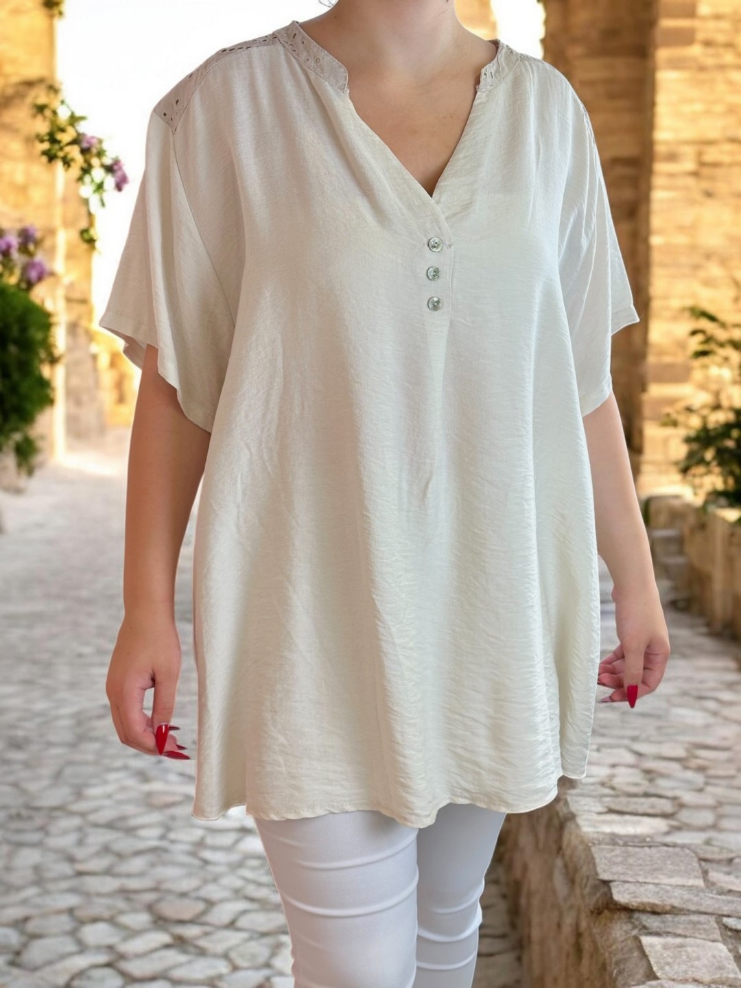 Lace sleeve μπλούζα