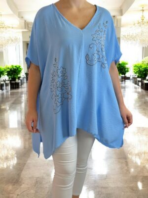 Floral strass μπλούζα με μύτες