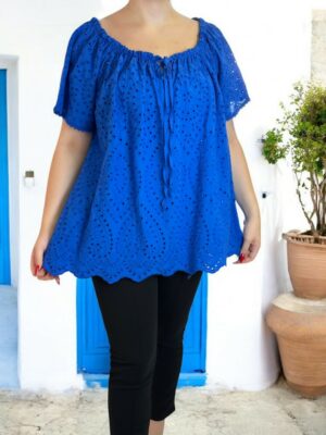 Κομψή Plus Size μπλούζα με κιπούρ σχέδιο
