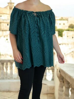 Κομψή Plus Size μπλούζα με κιπούρ σχέδιο
