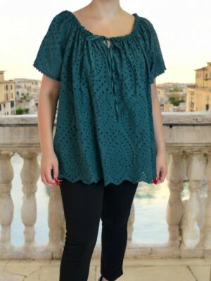 Κομψή Plus Size μπλούζα με κιπούρ σχέδιο