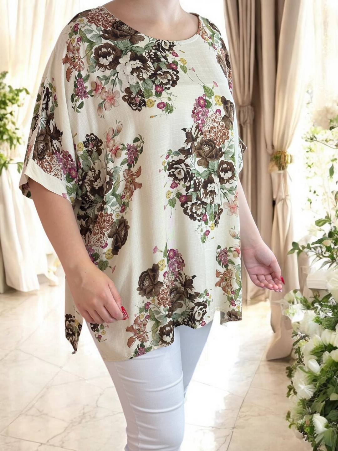 Μπλούζα με floral ντεσέν
