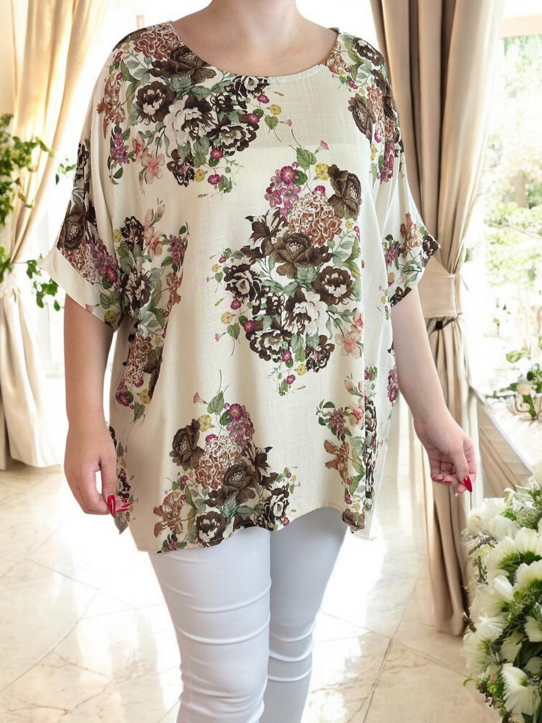 Μπλούζα με floral ντεσέν
