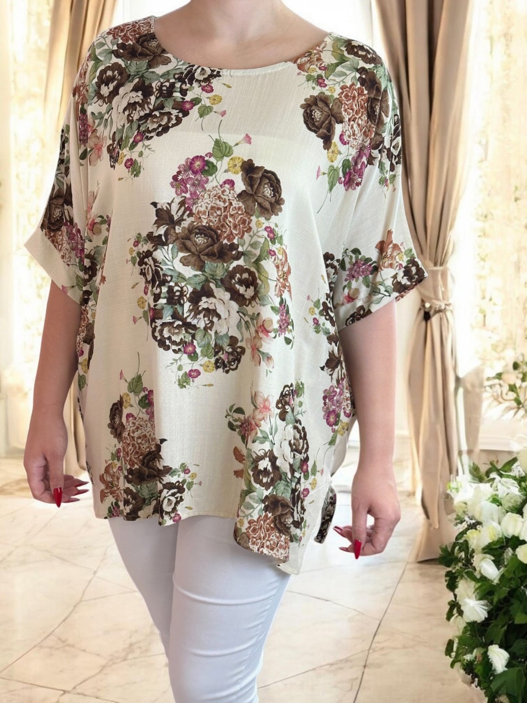 Μπλούζα με floral ντεσέν