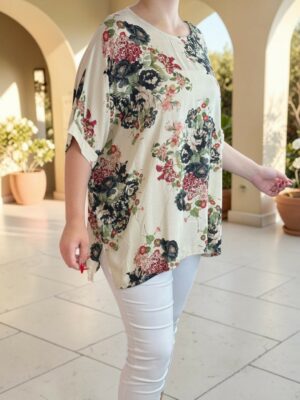Μπλούζα με floral ντεσέν