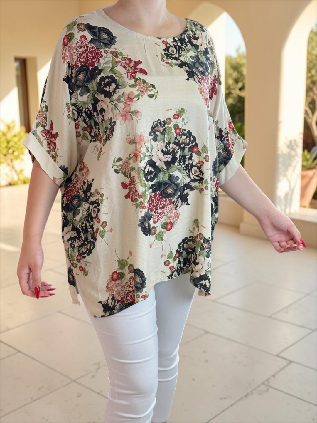 Μπλούζα με floral ντεσέν