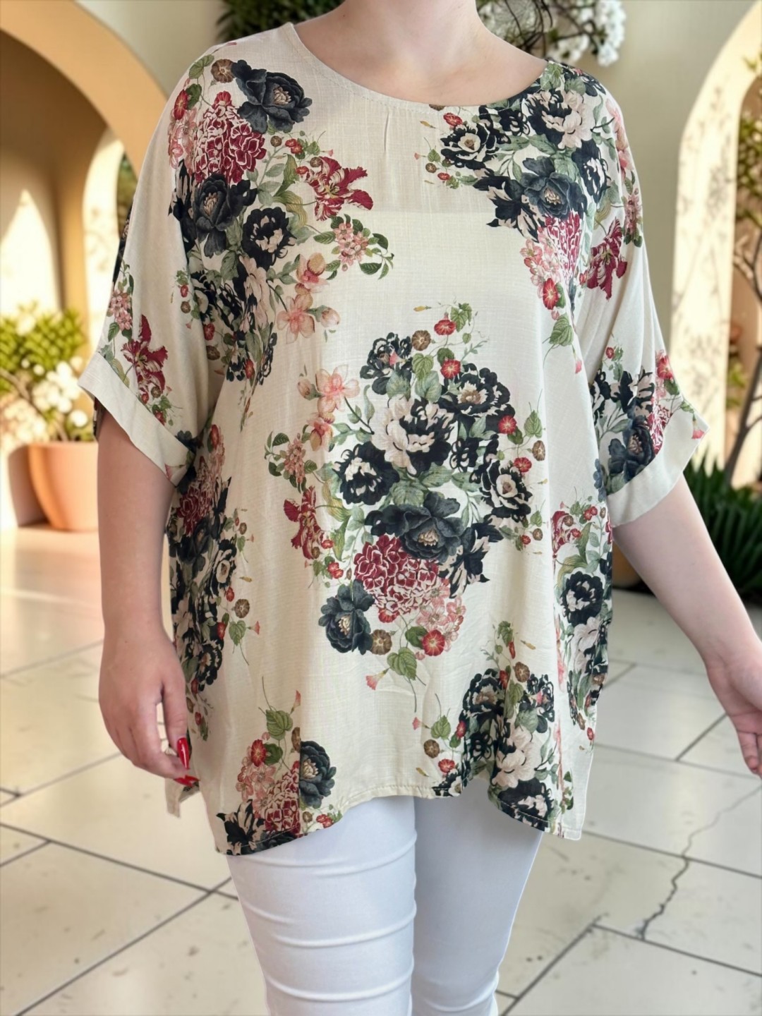 Μπλούζα με floral ντεσέν