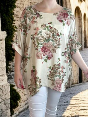 Μπλούζα με floral ντεσέν