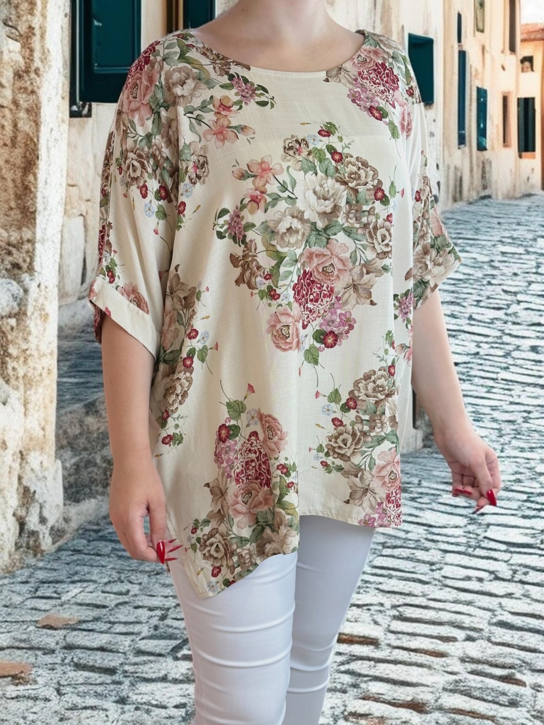 Μπλούζα με floral ντεσέν