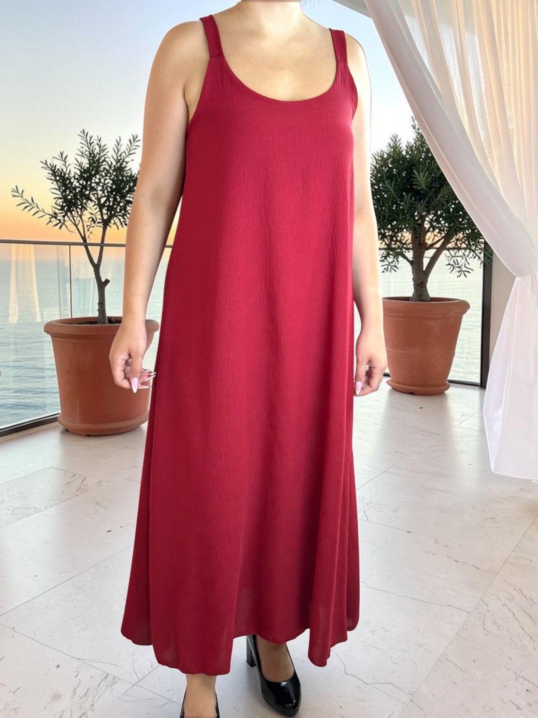 Ζορζέτα Φόρεμα με Φαρδιές Τιράντες