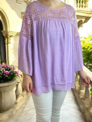 Luxury πουκάμισο με lace λεπτομέρεια