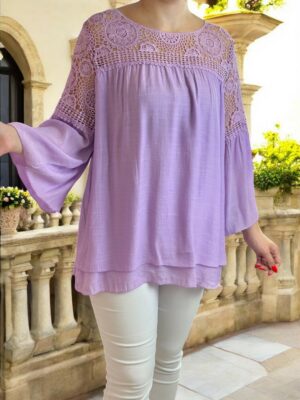 Luxury πουκάμισο με lace λεπτομέρεια