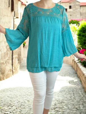Luxury πουκάμισο με lace λεπτομέρεια