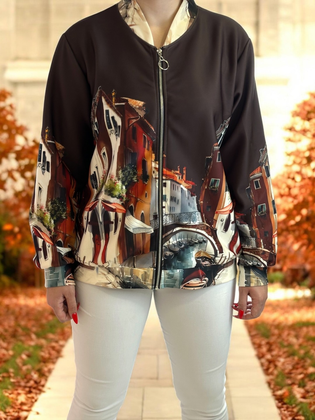 Bomber Ζακέτα με Καλλιτεχνικό Print