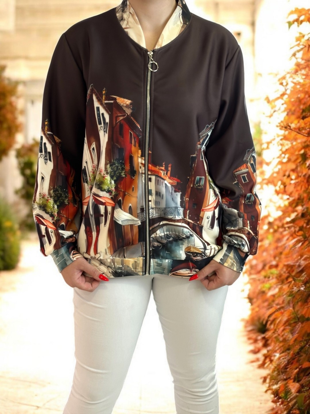 Bomber Ζακέτα με Καλλιτεχνικό Print