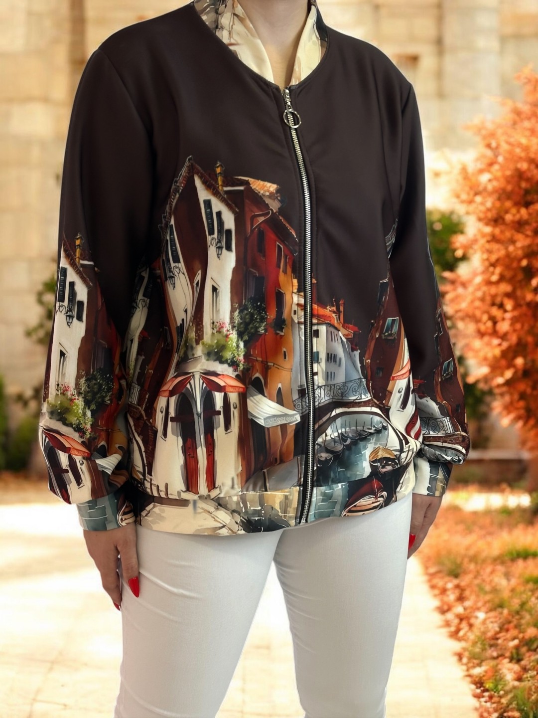 Bomber Ζακέτα με Καλλιτεχνικό Print