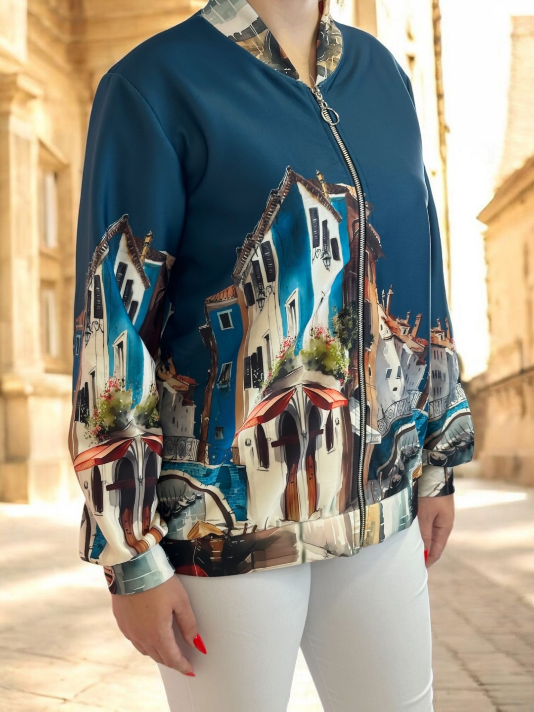 Bomber Ζακέτα με Καλλιτεχνικό Print