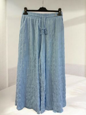 Κομψό Σιέλ Zip-Culotte με Ιδιαίτερο Ύφασμα