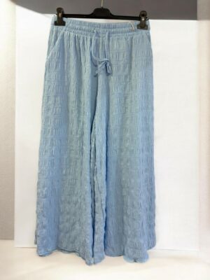Κομψό Σιέλ Zip-Culotte με Ιδιαίτερο Ύφασμα