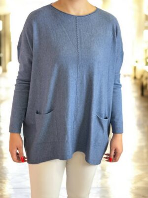 Oversize Πλεκτή Μπλούζα με Τσέπες