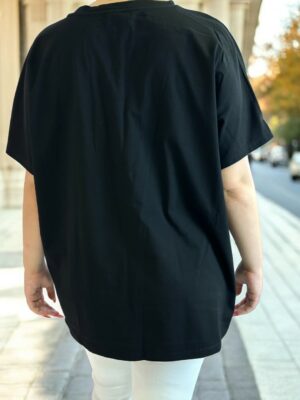Μαύρο T-Shirt Oversized με εντυπωσιακό Print & Strass