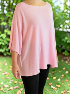 Λεπτό Πουλόβερ σε Άνετη Oversize Γραμμή<br/><small class="dmm_sku">Κωδικός προϊόντος: 9722-ροζ</small>