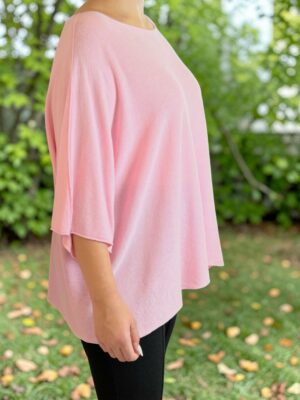Λεπτό Πουλόβερ σε Άνετη Oversize Γραμμή<br/><small class="dmm_sku">Κωδικός προϊόντος: 9722-ροζ</small>