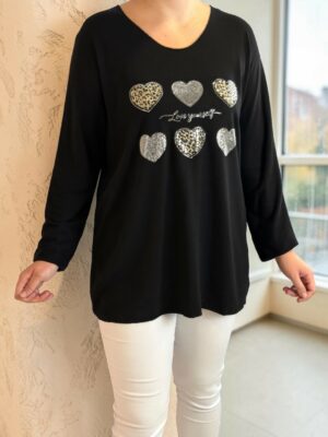 Fashion Μπλούζα με Καρδιές & Animal Print