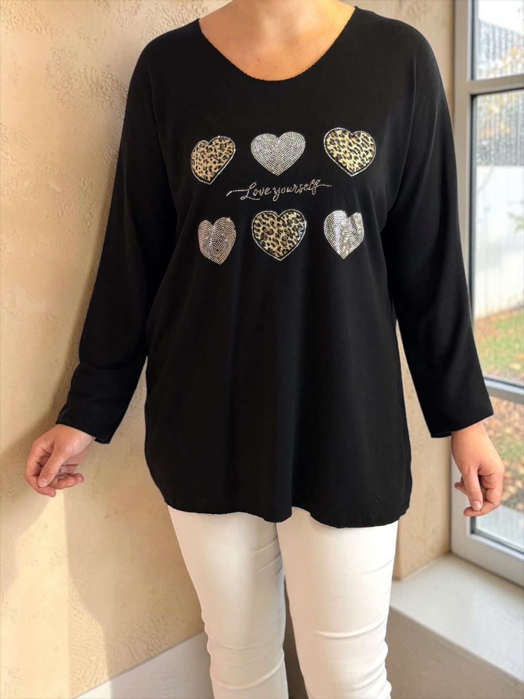 Fashion Μπλούζα με Καρδιές & Animal Print