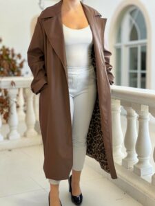 Plus Size Μακριά Καμπαρντίνα με Τσέπες