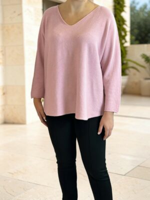 Πούδρα Πουλόβερ με V Λαιμόκοψη και Μοντέρνα Γραμμή