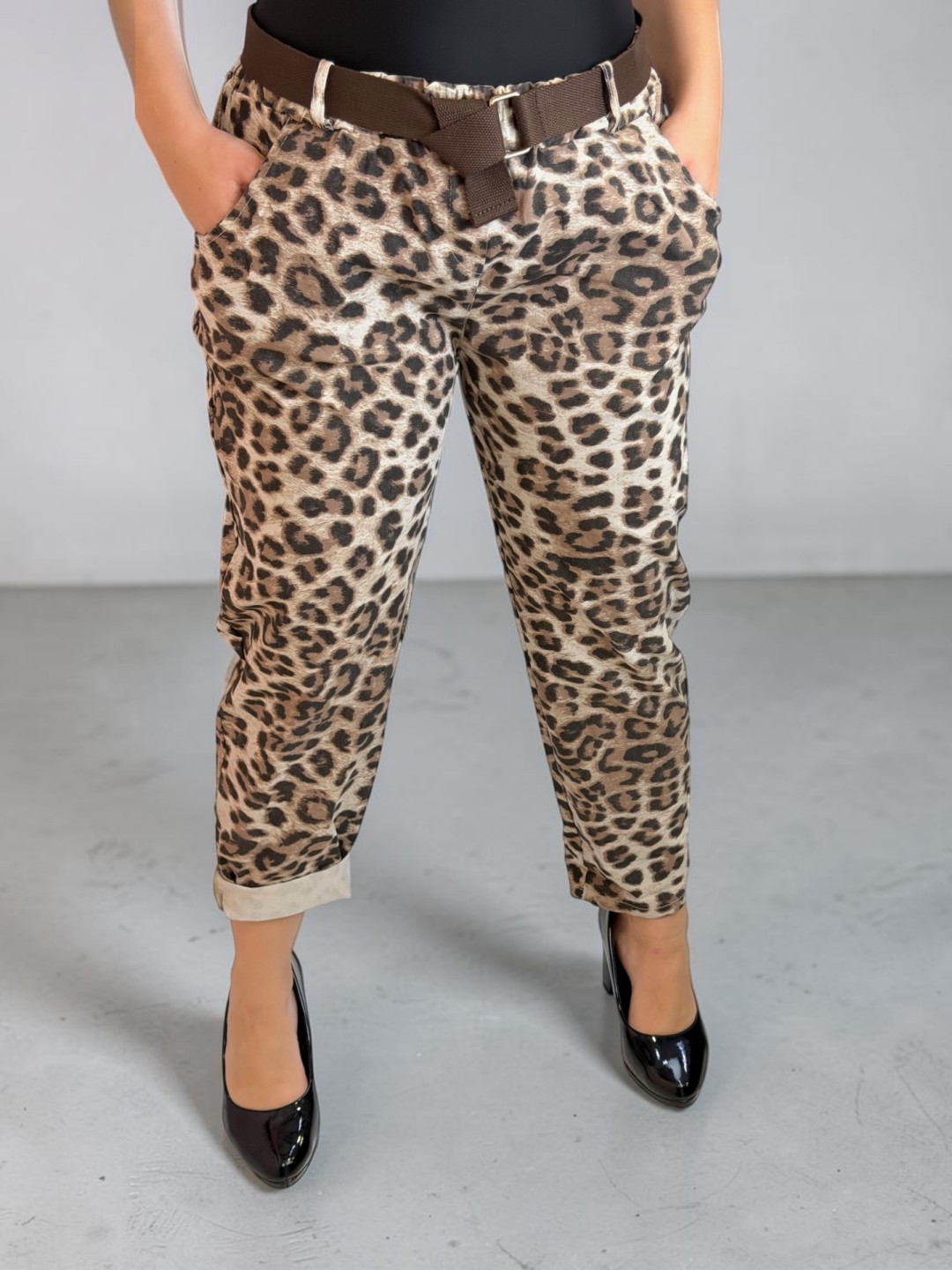 Animal Print Παντελόνι με Ζώνη