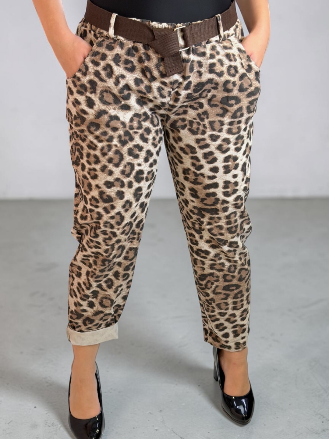 Animal Print Παντελόνι με Ζώνη