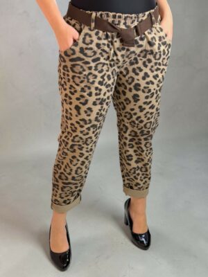 Animal Print Παντελόνι με Ζώνη