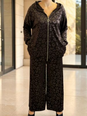 Elegant Animal Print Σετ με Φαρδιά Παντελόνα