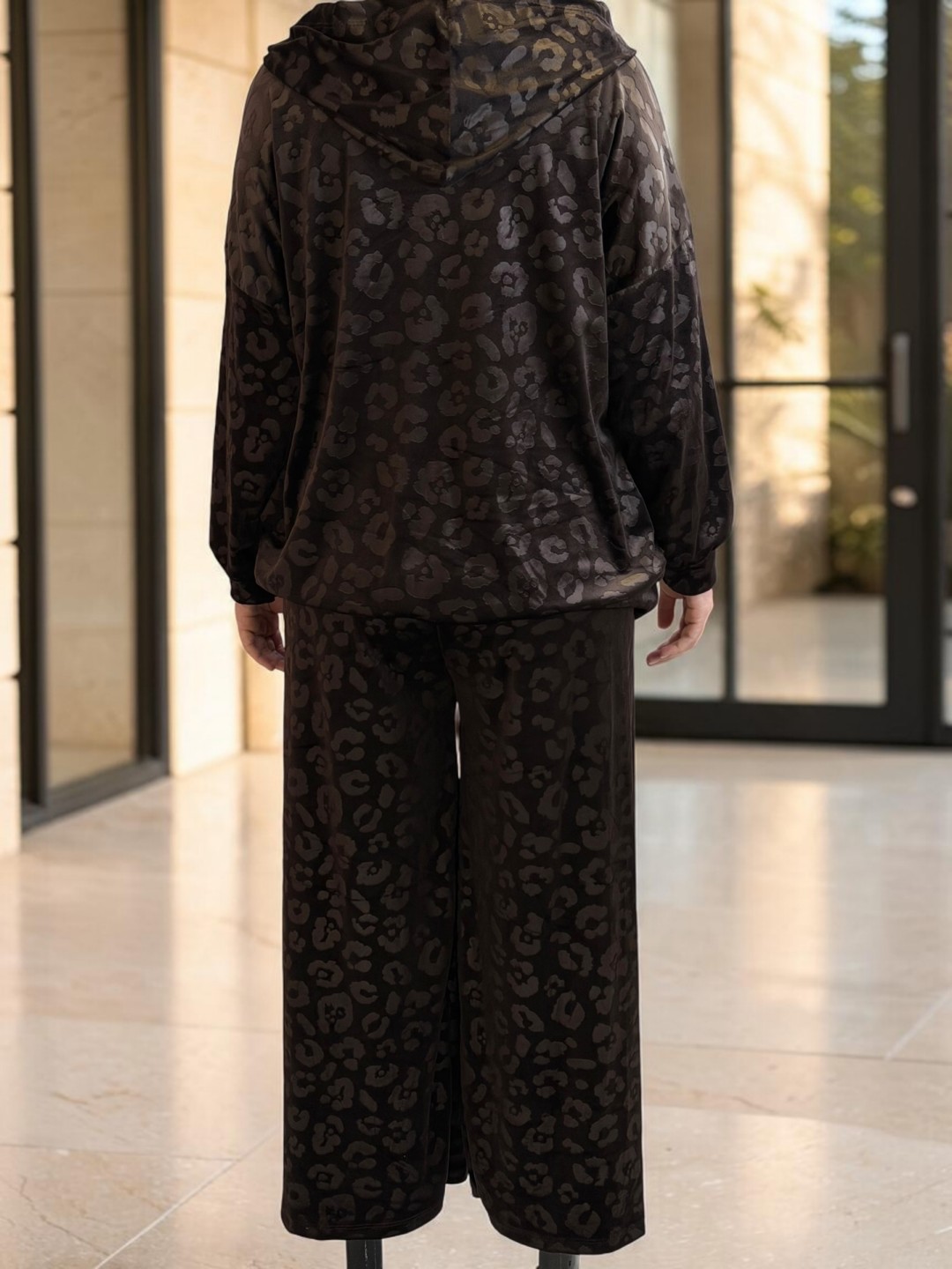 Elegant Animal Print Σετ με Φαρδιά Παντελόνα