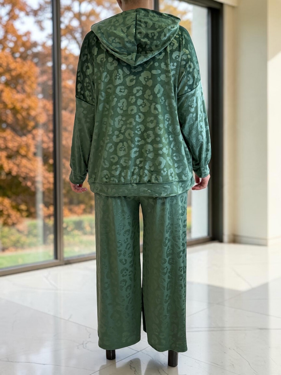 Elegant Animal Print Σετ με Φαρδιά Παντελόνα