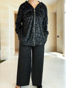 Elegant Animal Print Σετ με Φαρδιά Παντελόνα