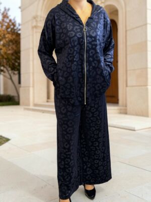 Elegant Animal Print Σετ με Φαρδιά Παντελόνα